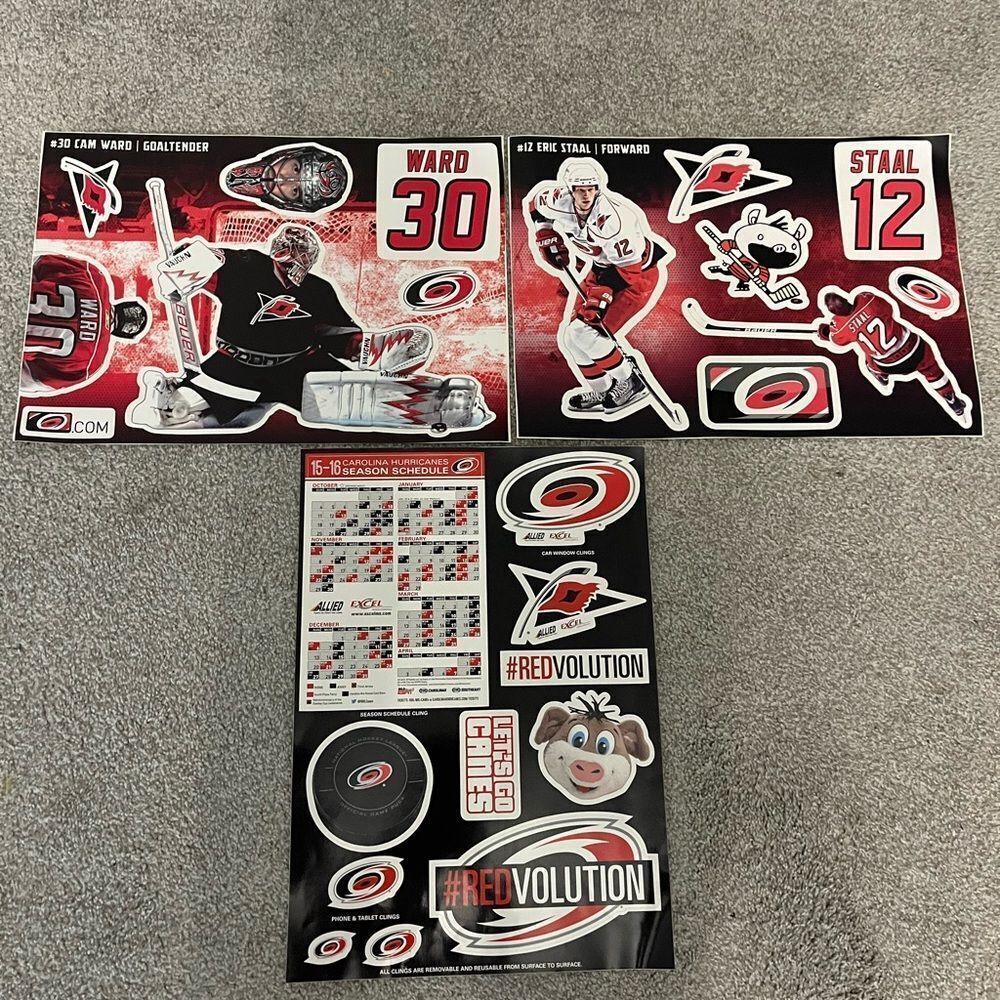 Cam Ward #30 Eric Staal Carolina hurricanes Posters & Sticker Decals sheets RARE